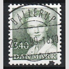 FRIM�RKER DANMARK | 1989 - AFA 925 - Dronning Margrethe - 3,40 Kr. gr�n - Lux Stemplet Ballerup