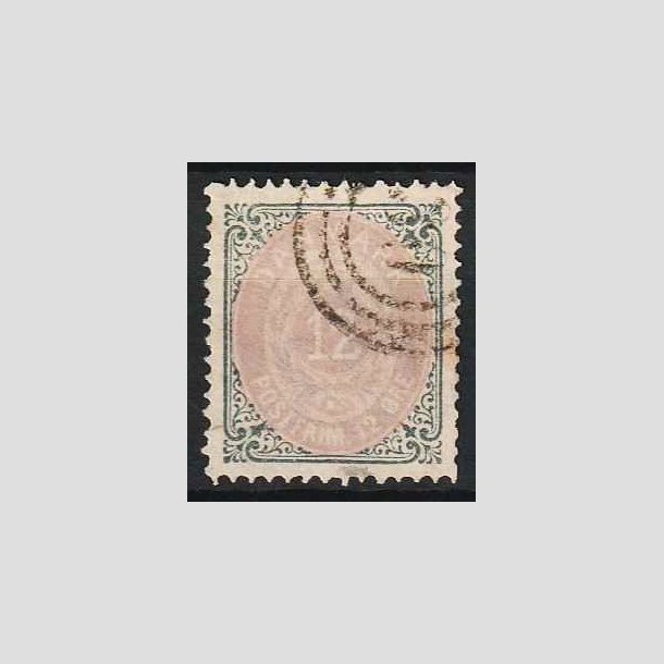 FRIM�RKER DANMARK | 1875 - AFA 26y omv. ramme - 12 �re gr�/violet - Stemplet