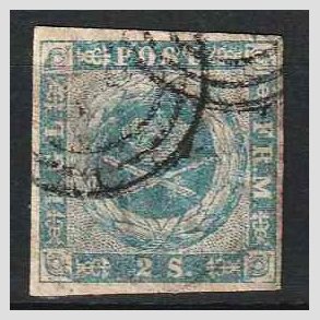 FRIM�RKER DANMARK | 1854-57 - AFA 3 - 2 Skilling bl� - Stemplet