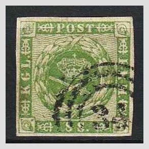 FRIM�RKER DANMARK | 1858-62 - AFA 8 - 8 Skilling gr�n - Stemplet