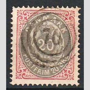 FRIM�RKER DANMARK | 1875 - AFA 28y - 20 �re r�d/gr� - Stemplet 
