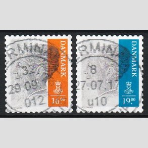 FRIM�RKER DANMARK | 2015-16 - AFA 1840+80 - Dronning Margrethe II (POST NORD) - 16 + 19 Kr. - Stemplet