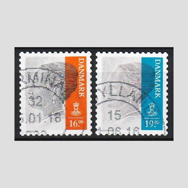 FRIM�RKER DANMARK | 2015-16 - AFA 1840+80 - Dronning Margrethe II (POST NORD) - 16 + 19 Kr. - Stemplet