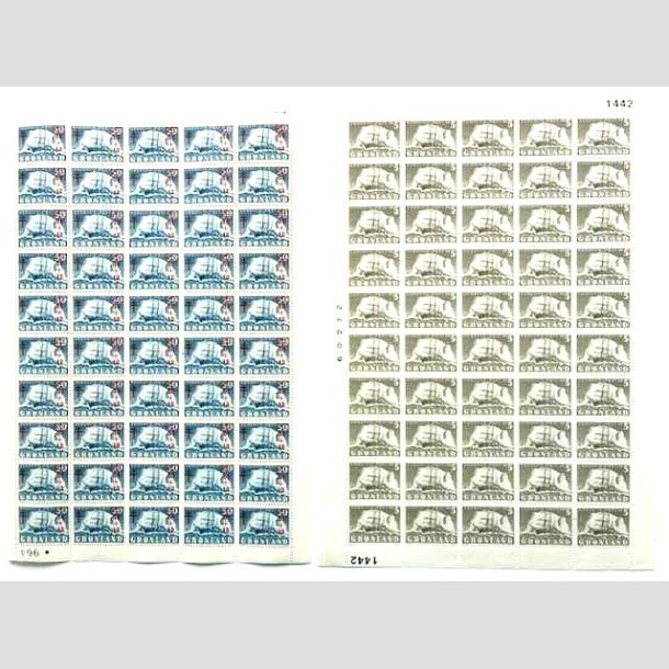 FRIMRKER GRNLAND | 1958 - AFA 40+41 - Tuberkulose+Gustav Holm - 2 stk. helark UF - Postfrisk