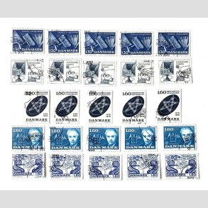 FRIM�RKER DANMARK | 1977-80 - AFA 643,674,682,691,696 - 5 stk. v�rdier x 5 stk. - P�nt Stemplet