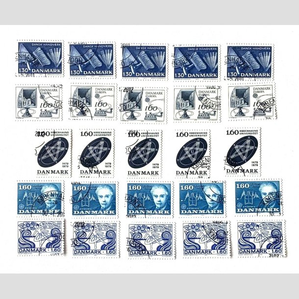 FRIM�RKER DANMARK | 1977-80 - AFA 643,674,682,691,696 - 5 stk. v�rdier x 5 stk. - P�nt Stemplet