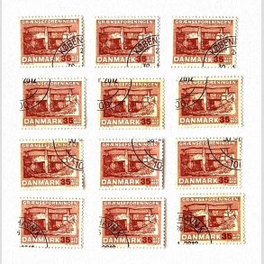 FRIM�RKER DANMARK | 1964 - AFA 422F - Gr�nseforeningen - 35 + 10 �re x 12 stk. - Flot stemplet