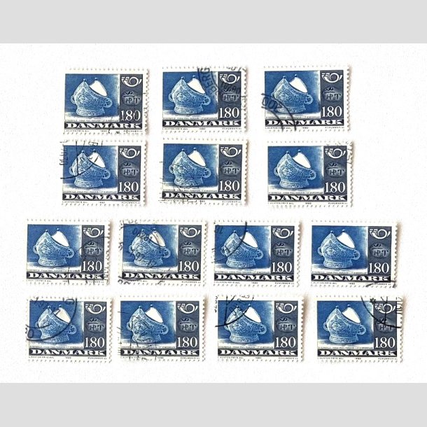 FRIM�RKER DANMARK | 1980 - AFA 705 - F�llesnordisk udgave - 14 x 1.80 Kr.bl�/gr�bl�/sortbl� - Stemplet 