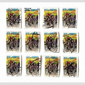 FRIM�RKER DANMARK | 1985 - AFA 838 - Sport - 6,00 Kr. flerfarvet 12 stk. - Stemplet