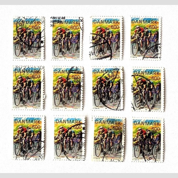 FRIM�RKER DANMARK | 1985 - AFA 838 - Sport - 6,00 Kr. flerfarvet 12 stk. - Stemplet