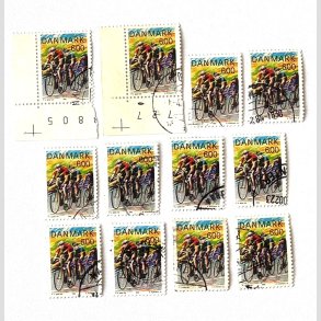 FRIM�RKER DANMARK | 1985 - AFA 838 - Sport - 6,00 Kr. flerfarvet 12 stk. - Stemplet