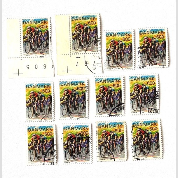 FRIM�RKER DANMARK | 1985 - AFA 838 - Sport - 6,00 Kr. flerfarvet 12 stk. - Stemplet