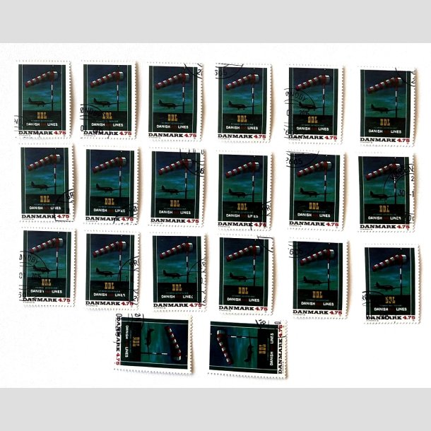 FRIM�RKER DANMARK | 1991 - AFA 1001 - Dansk Plakatkunst - 20 x 4,75 Kr. flerfarvet - Flot stemplet