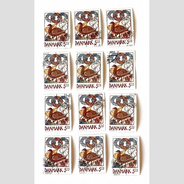 FRIM�RKER DANMARK | 1999 - AFA 1205 - For�rsbebudere - 12 x 5,25 Kr. G�s - Flot hj�rnestemplet