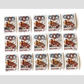 FRIM�RKER DANMARK | 1999 - AFA 1205 - For�rsbebudere - 15 x 5,25 Kr. G�s - Flot hj�rnestemplet