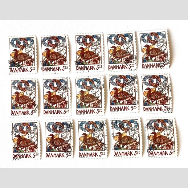 FRIM�RKER DANMARK | 1999 - AFA 1205 - For�rsbebudere - 15 x 5,25 Kr. G�s - Flot hj�rnestemplet