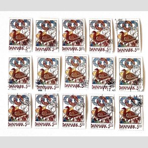 FRIM�RKER DANMARK | 1999 - AFA 1205 - For�rsbebudere - 15 x 5,25 Kr. G�s - Flot hj�rnestemplet