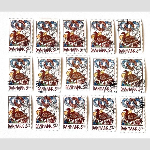 FRIM�RKER DANMARK | 1999 - AFA 1205 - For�rsbebudere - 15 x 5,25 Kr. G�s - Flot hj�rnestemplet