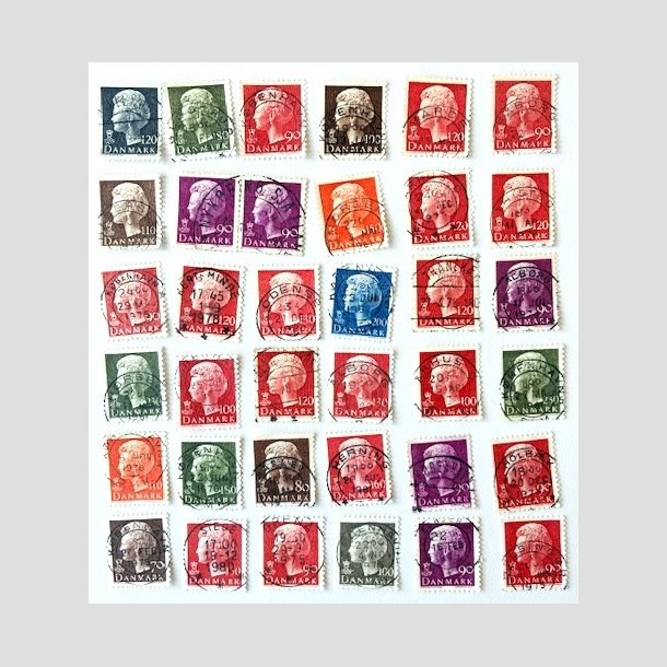 FRIM�RKER DANMARK | 1974-81 - Dronning Margrethe II - Type Cq 36 stk. - Pragt Stemplet