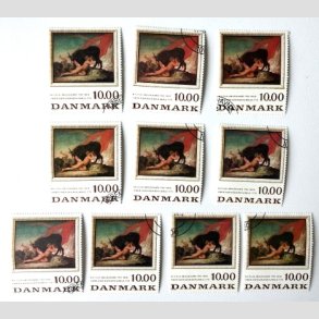 FRIM�RKER DANMARK | 1984 - AFA 817 - N. Abildgaard - 10,00 Kr. x 10 stk. - Flot hj�rnestemplet