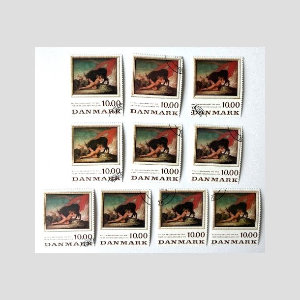 FRIM�RKER DANMARK | 1984 - AFA 817 - N. Abildgaard - 10,00 Kr. x 10 stk. - Flot hj�rnestemplet