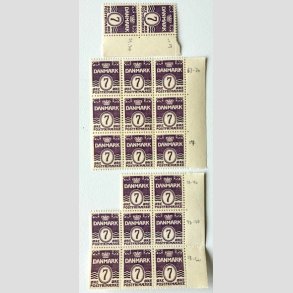 FRIM�RKER DANMARK | 1933 - AFA 200 - B�lgelinie - 7 �re violet x 19 stk. - Postfrisk