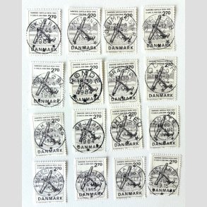 FRIM�RKER DANMARK | 1984 - AFA 805 - Normandiets invation - 2,70 Kr. brun x 16 stk. - Pragt Stemplet
