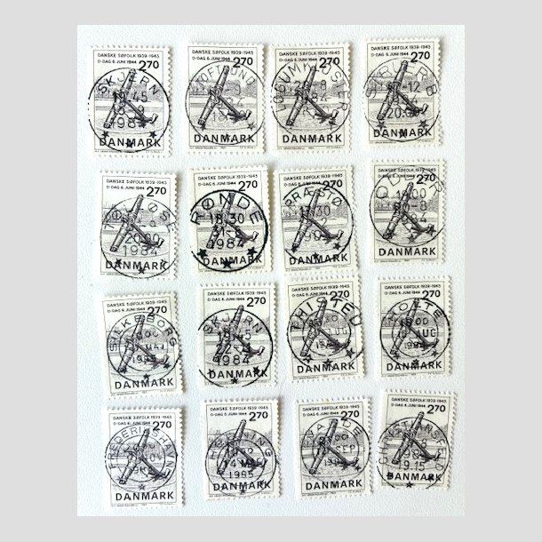 FRIM�RKER DANMARK | 1984 - AFA 805 - Normandiets invation - 2,70 Kr. brun x 16 stk. - Pragt Stemplet
