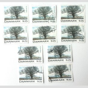 FRIM�RKER DANMARK | 1999 - AFA 1199 - Danske l�vtr�er - 9,25 Kr. Eg x 10 stk. - P�nt Stemplet 