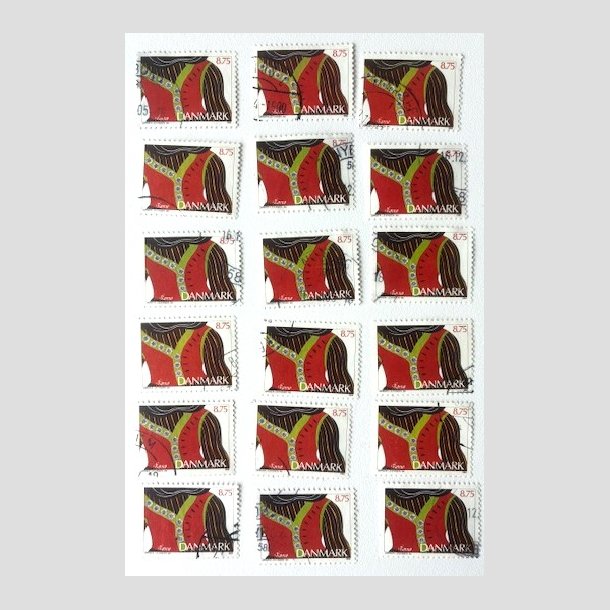 FRIM�RKER DANMARK | 1993 - AFA 1056 - Almuesmykker - 8,75 Kr. flerfarvet x 18 stk. - P�nt Stemplet