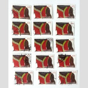 FRIM�RKER DANMARK | 1993 - AFA 1056 - Almuesmykker - 8,75 Kr. flerfarvet x 15 stk. - P�nt Stemplet