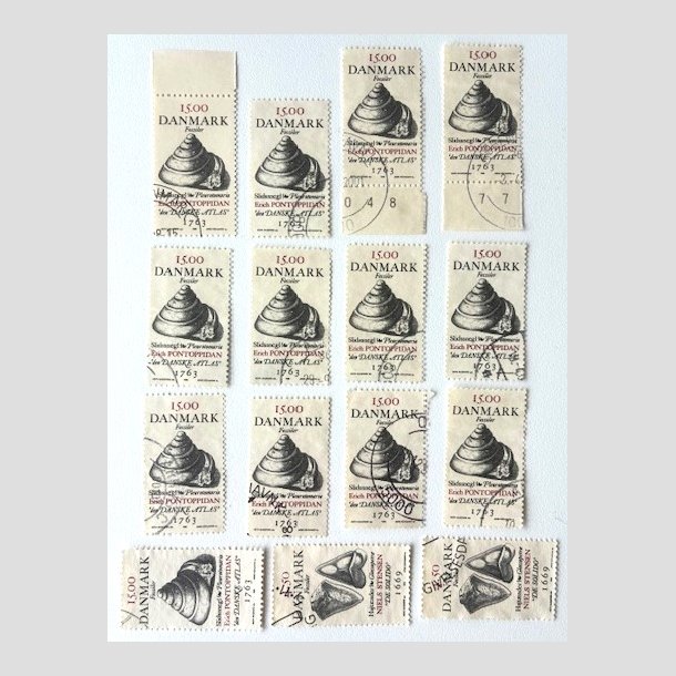 FRIM�RKER DANMARK | 1998 - AFA 1194 - Fossiler - 15,00 Kr. Slidsnegl x 15 stk. - P�nt Stemplet