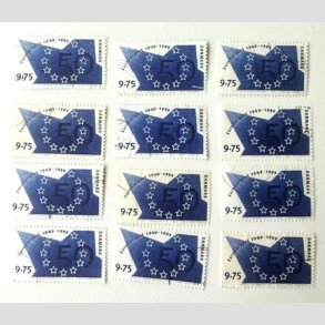 FRIM�RKER DANMARK | 1999 - AFA 1211 - Europar�det 50 �r - 9,75 Kr. bl� x 12 stk. - Stemplet