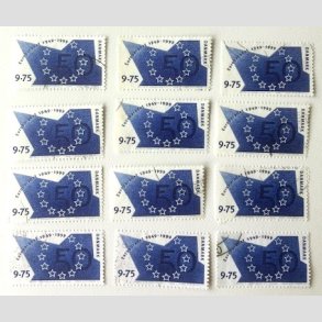 FRIM�RKER DANMARK | 1999 - AFA 1211 - Europar�det 50 �r - 9,75 Kr. bl� x 12 stk. - Stemplet