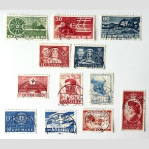 FRIM�RKER DANMARK | 1960-61 - AFA 381-392 - 12 stk. forskellige p�ne m�rker - Pragt Stemplet