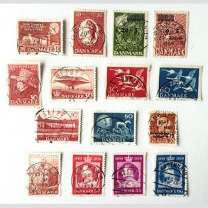 FRIM�RKER DANMARK | 1954-59 - AFA 356-376 - 15 stk. forskellige p�ne m�rker - Pragt Stemplet