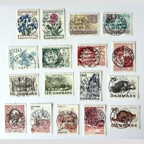 FRIM�RKER DANMARK | 1974-75 - AFA 577-605 - 17 stk. forskellige p�ne m�rker - Lux/Pragt Stemplet