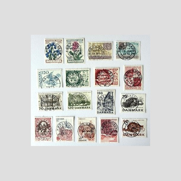 FRIM�RKER DANMARK | 1974-75 - AFA 577-605 - 17 stk. forskellige p�ne m�rker - Lux/Pragt Stemplet