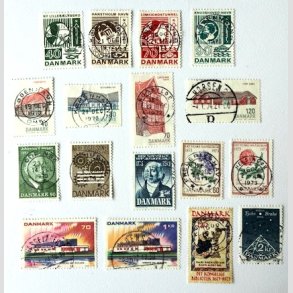 FRIM�RKER DANMARK | 1972-73 - AFA 534-551 - 17 stk. p�ne forskellige m�rker - Lux/Pragt Stemplet