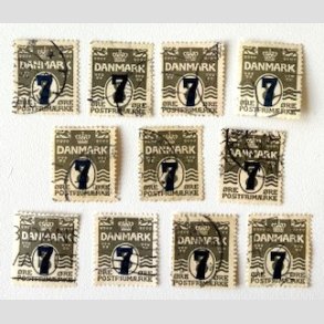 FRIM�RKER DANMARK | 1926 - AFA 157 - 7/8 �re gr� provisorier x 10 stk. - Stemplet