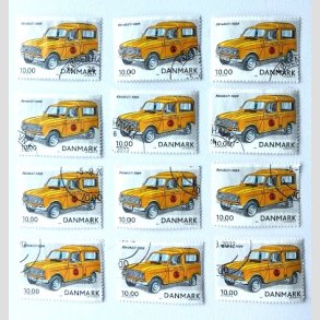 FRIM�RKER DANMARK | 2002 - AFA 1323 - Postk�ret�jer - 10,00 Kr. x 12 stk. - Flot hj�rnestemplet