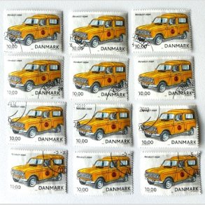 FRIM�RKER DANMARK | 2002 - AFA 1323 - Postk�ret�jer - 10,00 Kr. x 12 stk. - Flot hj�rnestemplet