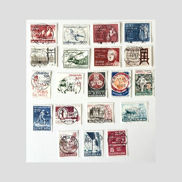 FRIM�RKER DANMARK | 1982-83 - AFA 744-780 - 19 stk. forskellige p�ne m�rker - Pragt Stemplet