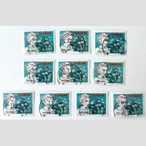 FRIM�RKER DANMARK | 1985 - AFA 832 - Dronning Ingrid 50 �ret - 2,80 Kr. x 10 stk. - Pragt/Lux Stemplet 