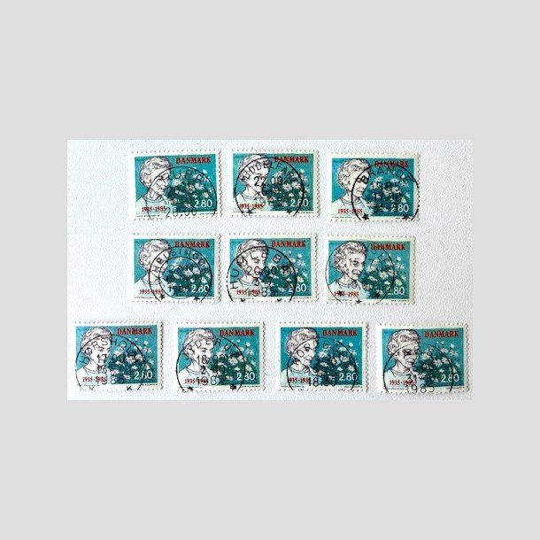 FRIM�RKER DANMARK | 1985 - AFA 832 - Dronning Ingrid 50 �ret - 2,80 Kr. x 10 stk. - Pragt/Lux Stemplet 