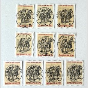 FRIM�RKER DANMARK | 1984 - AFA 814 - Ludvig Holberg - 2,70 Kr. x 10 stk. - Pragt/Lux Stemplet