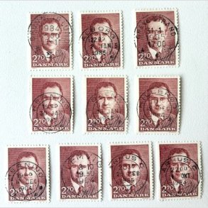 FRIM�RKER DANMARK | 1984 - AFA 806 - Prins Henrik 50 �r. - 2,70 Kr. r�d x 10 stk. - Pragt/Lux Stemplet