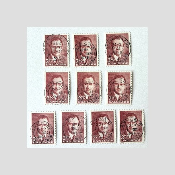 FRIM�RKER DANMARK | 1984 - AFA 806 - Prins Henrik 50 �r. - 2,70 Kr. r�d x 10 stk. - Pragt/Lux Stemplet