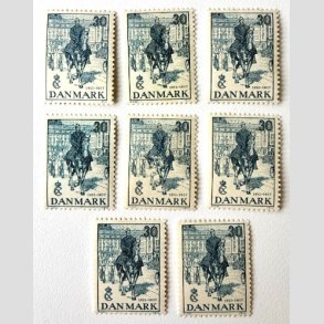 FRIM�RKER DANMARK | 1937 - AFA 242 - Chr. X 25 �re jubil�um 30 �re bl� x 8 stk. - Ubrugt 