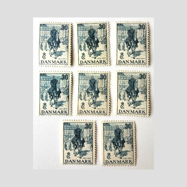 FRIM�RKER DANMARK | 1937 - AFA 242 - Chr. X 25 �re jubil�um 30 �re bl� x 8 stk. - Ubrugt 